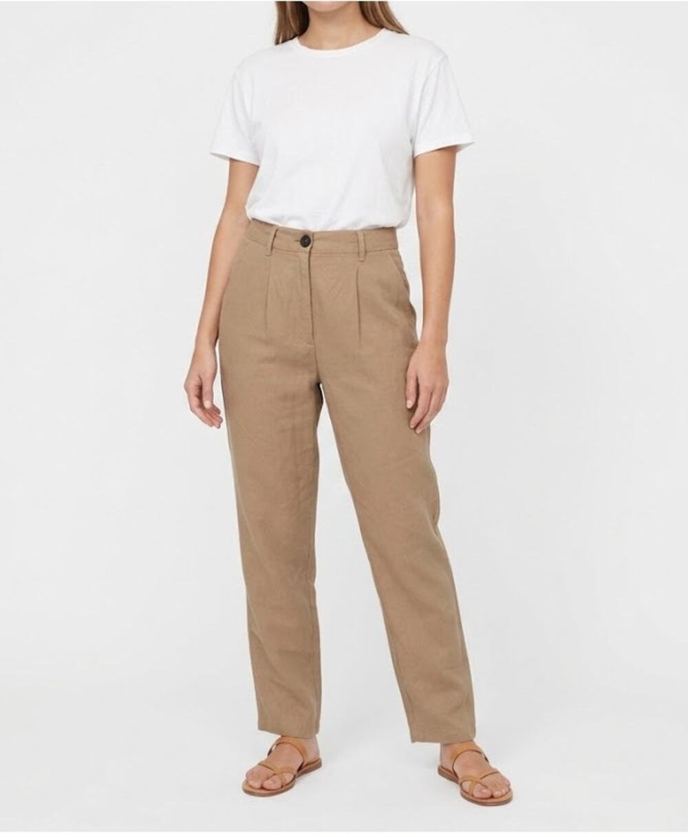 MARA HOFFMAN Dita High Waisted Pleated Pants - Khaki Tan - Size 4